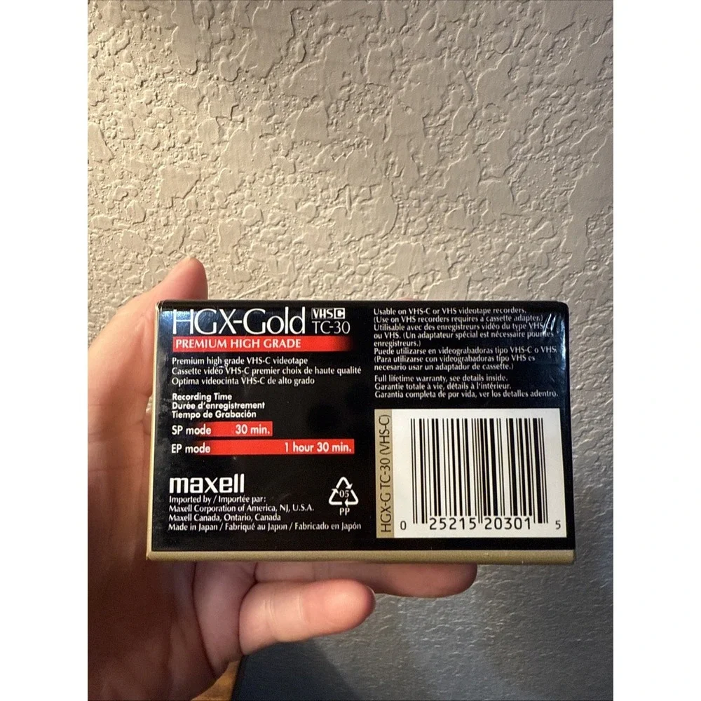 SEALED - Twin Pack Maxell VHS-C TC-30 HGX-Gold Premium High Grade Video Tapes CC